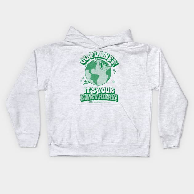 Go Planet It's Your Earth Day Retro Mascot Cute Earth Day Kids Hoodie by vo_maria